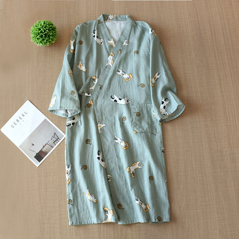 pajamas summer new 100% cotton gauze pajamas nightgown ladies SPA yukata homewear long pajamas women