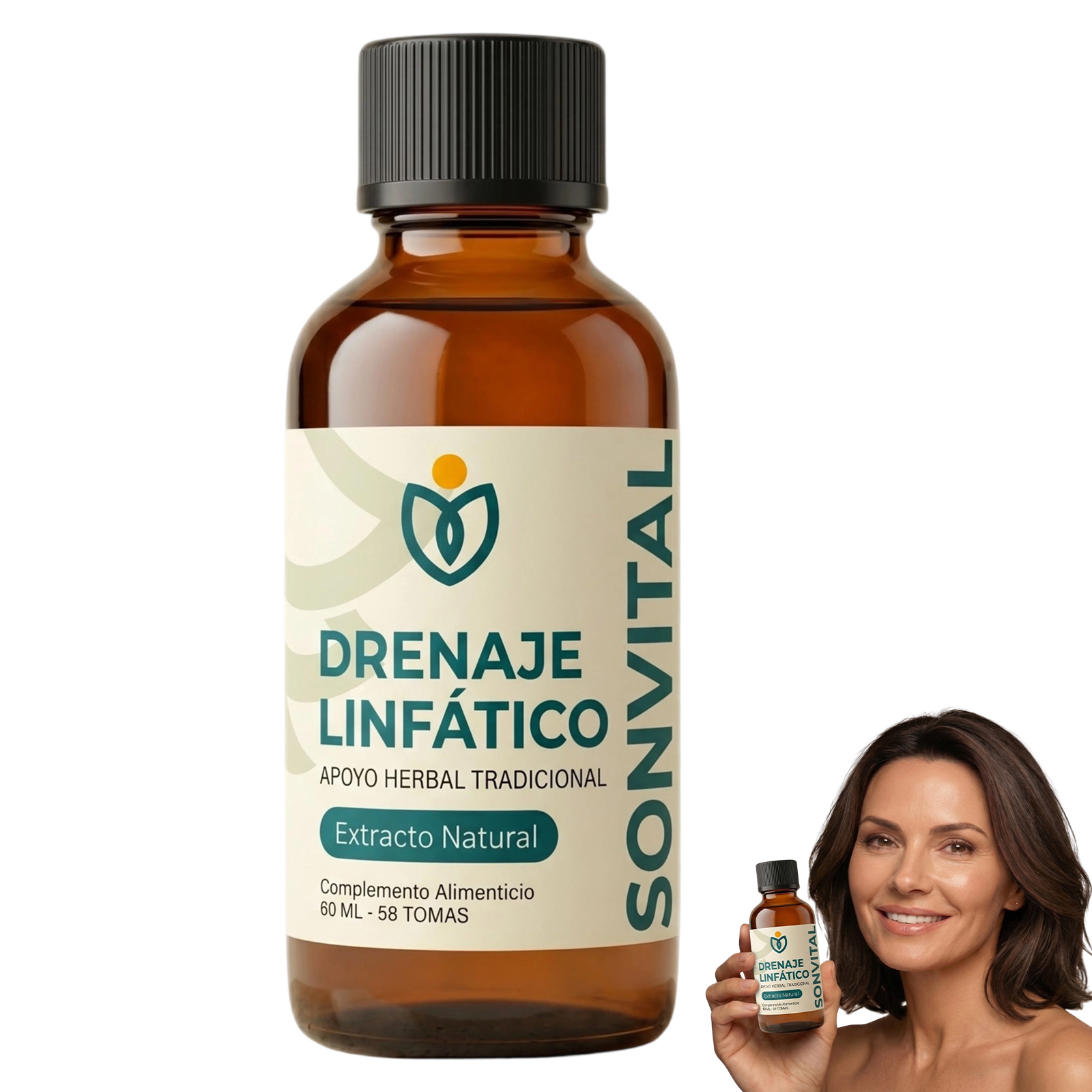 Sonvital Drenaje Linfático Gotas - 60ml Gotas de Drenaje Linfatico para Piernas y Abdomen, Naturales a Base de Hierbas, Sin gluten, para hombres y mujeres
