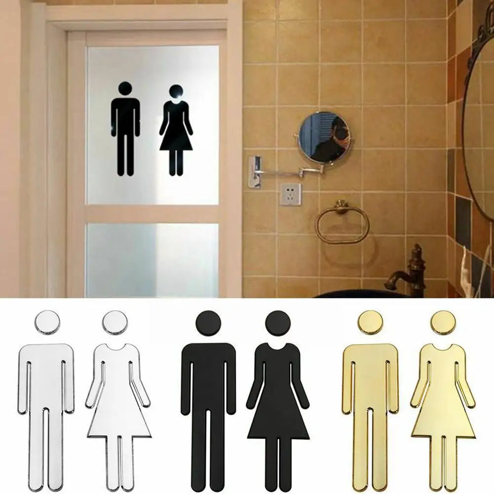 3D DIY Woman Man Toilet Door Sign Bathroom Restroom WC Door Sign For Toilet Door Sign Wall Sticker Decor Removable Logo