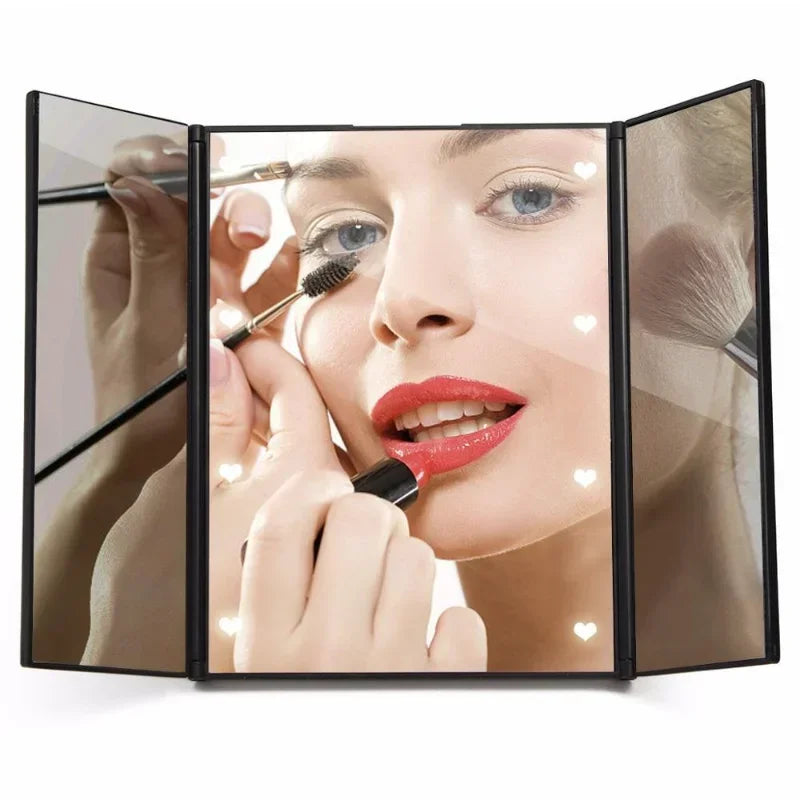Portable LED Light Makeup Mirror Vanity lights Compact Make Up Pocket mirrors Vanity Cosmetic hand folding led Mirror lamp