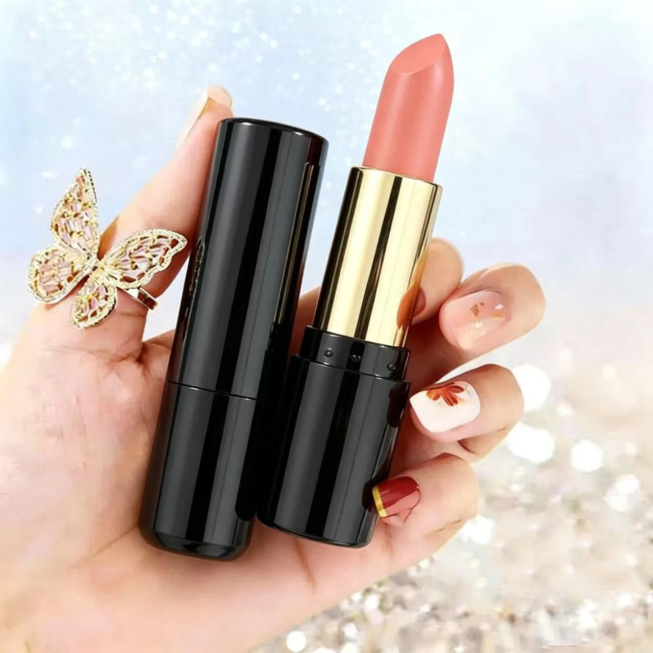 Cinnamon Nude Pink Brown Lipstick Matte Moisturizing, Long Lasting Non-Fading Nude Lip Color, Smooth Velvet Finish Daily Makeup