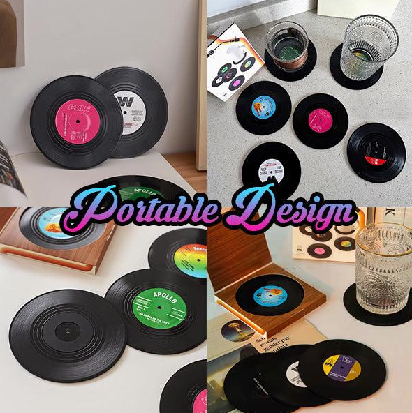 Retro CD Record Coasters Cup Mat Set (6-12PCS)