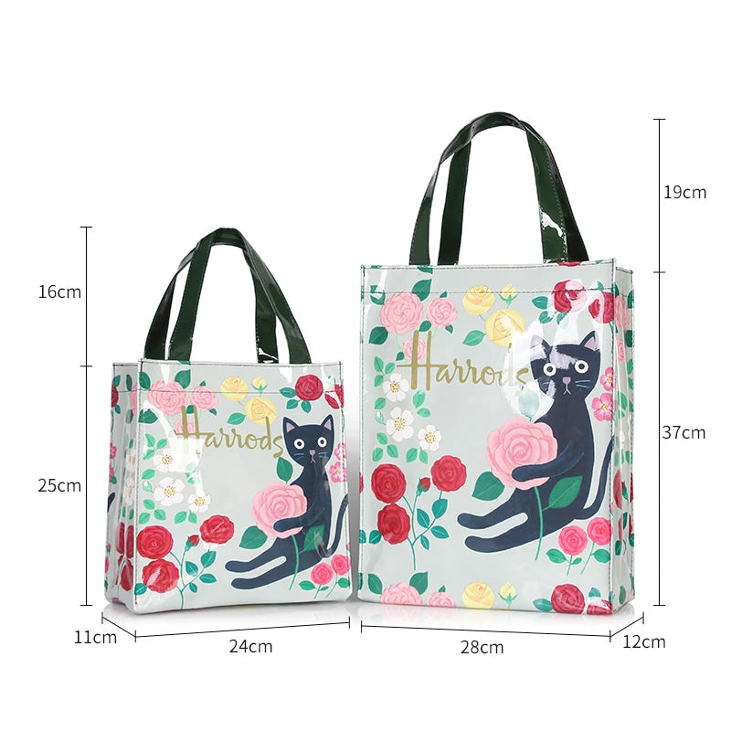 London Style PVC Reusable Shopping Purses Large Eco Friendly Flower Women's Tote Shopper Bag Summer Waterproof Beach Handbag