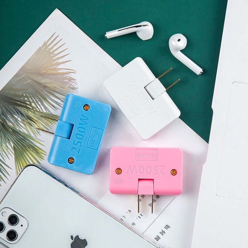 Rotatable socket ultra-thin converter one to three two-pronged to three-pronged plug TV cabinet extension power plug plate