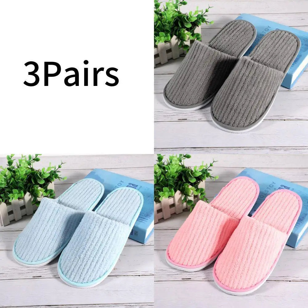 3 Pairs/Set Closed Toe Non-slip Hotel Slippers High Quality Disposable Hotel Bathroom Slippers Indoor Guest Travel Slippers Hot