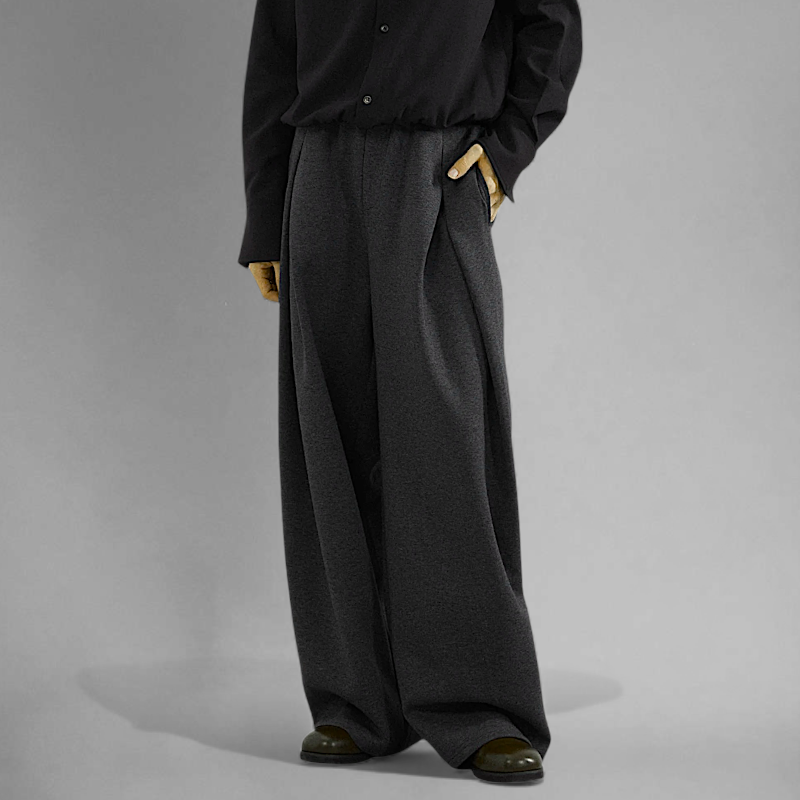 Inverted pleat wide leg jogger