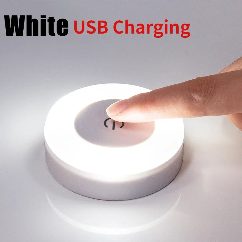 3 Modes LED Night Lights USB Charged Magnetic Base Wall Light Portable Round Dimming Sensor Lamp for Kitchen Bedroom Lighting