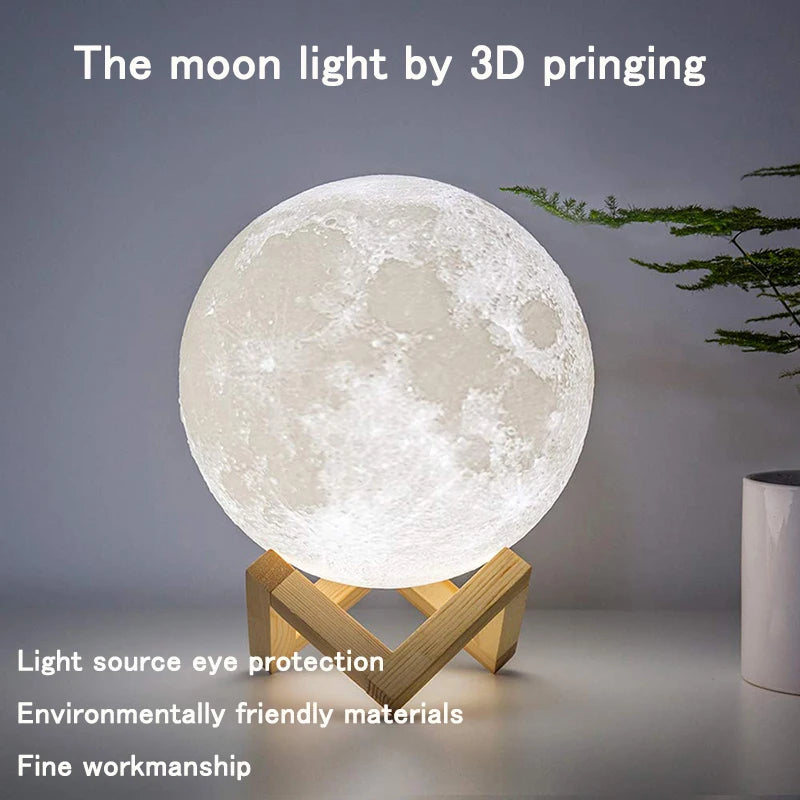LED Night Light 3D Print Moon Lamp Rechargeable Color Change 3D Light Touch Moon Lamp Children's Lights Night Lamps Dropshipping