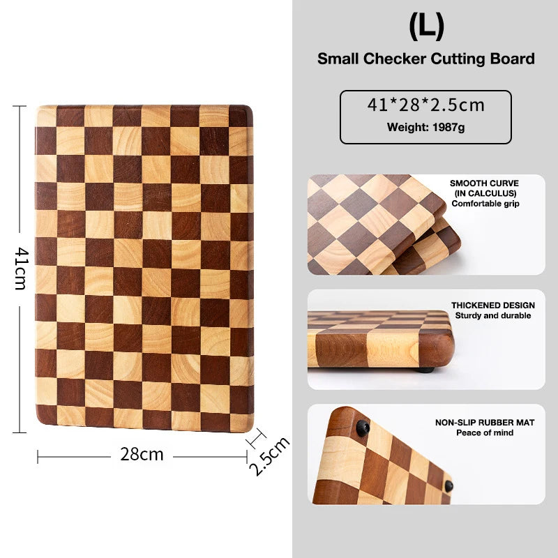 Acacia Wood Kitchen Board,Natural Splicing checkerboard texture chopping board,Solid Wood kitchen Board Non-slip Knife Board