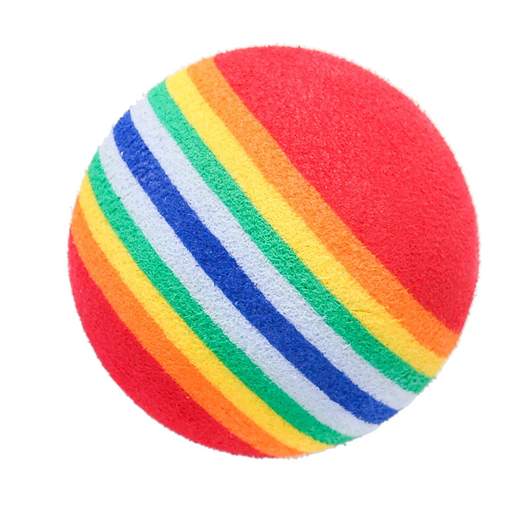 10pcs Rainbow EVA Cat Toys Ball Interactive Cat Dog Play Chewing Rattle Scratch EVA Ball Training Balls Pet Toys Supplies