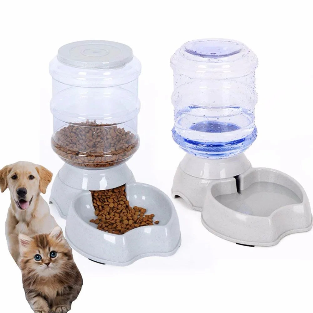 Cats Dogs Automatic Pet Feeder Drinking Water Fountains Large Capacity Plastic Pets Dog Food Bowl Water Dispenser