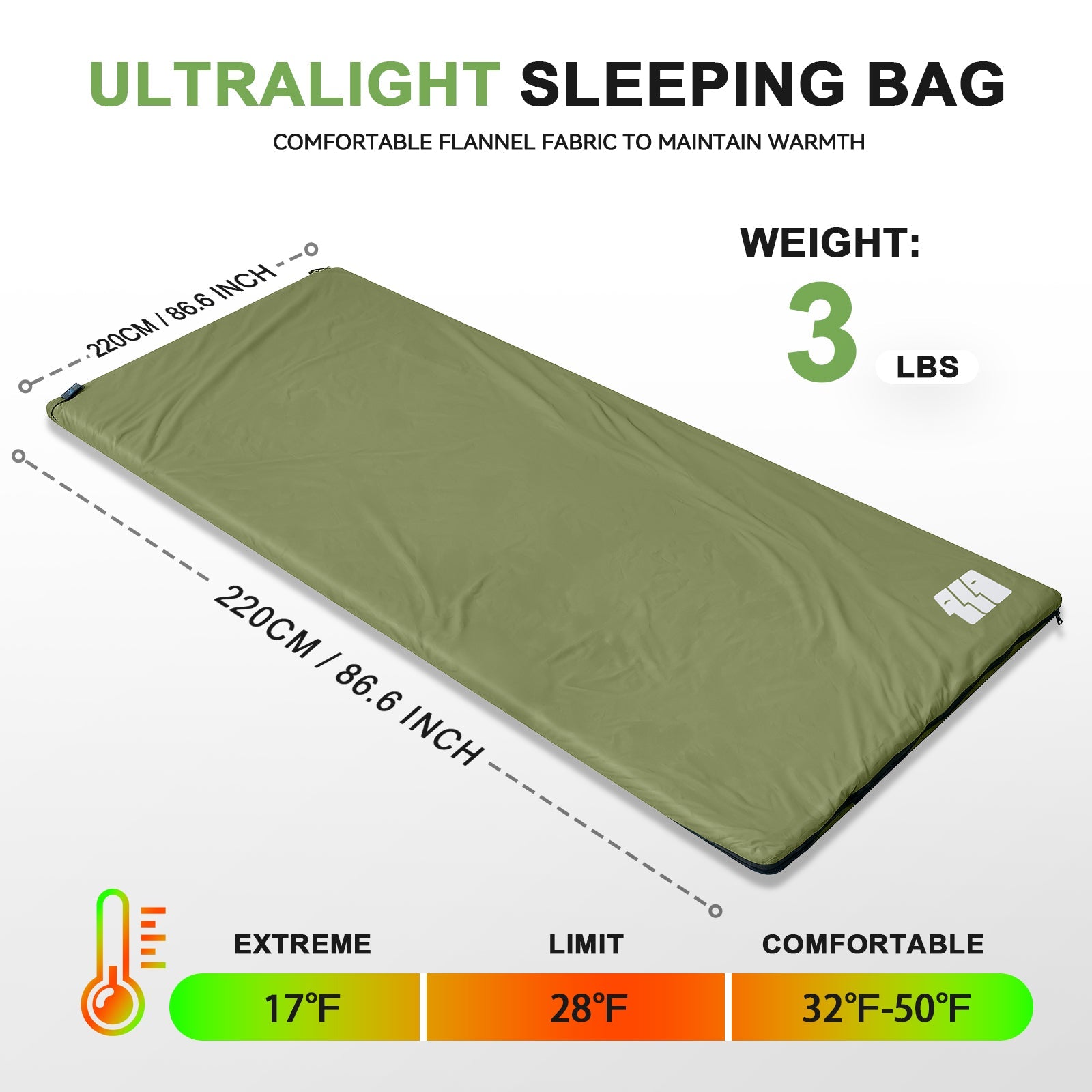 Tanstrider Cirro Ultra-Light Sleeping Bag Green