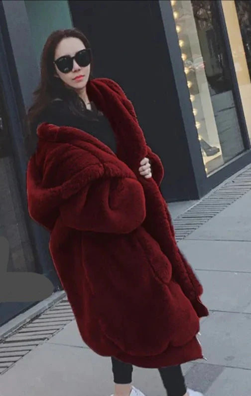 Oversized Winter Faux Fur Coat Women Parka Long Warm Faux Fur Jacket Coats Hoodies Loose Winter Coat Outwear Casaco Feminino