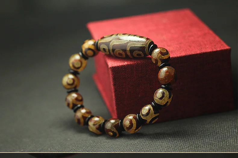 2024 BLESSED Tibetan Dzi Beads Bracelet Ethnic Style GreatQuality Nine and Three eyes Natural Stone