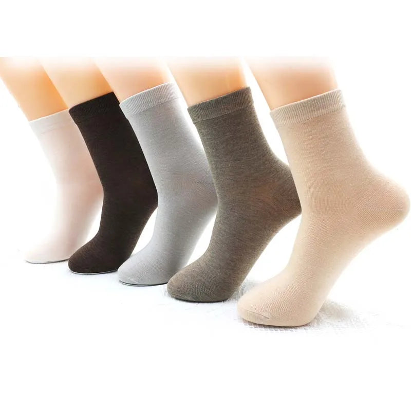 New Women's Bamboo Fiber Colorful Fashion Casual  Harajuku Solid Color Black White Cheap Socks Wholesale 5 Pairs