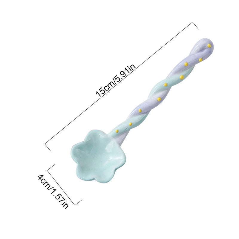 Spoon Cute Creative High Appearance Level Eating Long Handle Ceramic Coffee Stirring Spoon Star Dessert Spoon Kitchen Tools