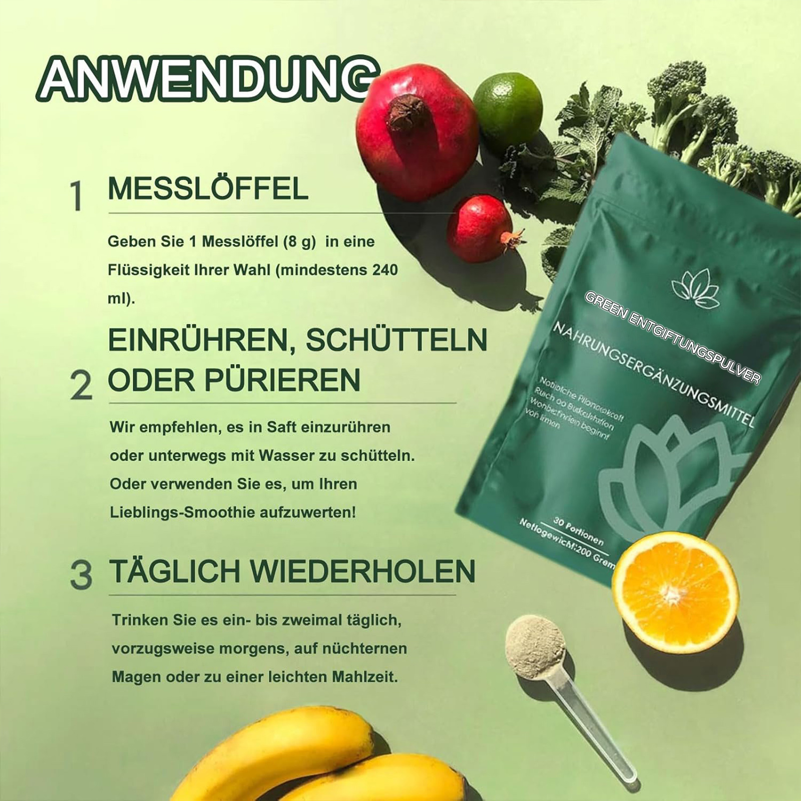 VITAFANT GREEN HELFERS 2Pack Grüne Entgiftungspulver, 2026 Neu Grüner Pulver, Helfer pulver, Natürliche Pulverformel mit Fruits and vegetables such as matcha and blueberries 200g