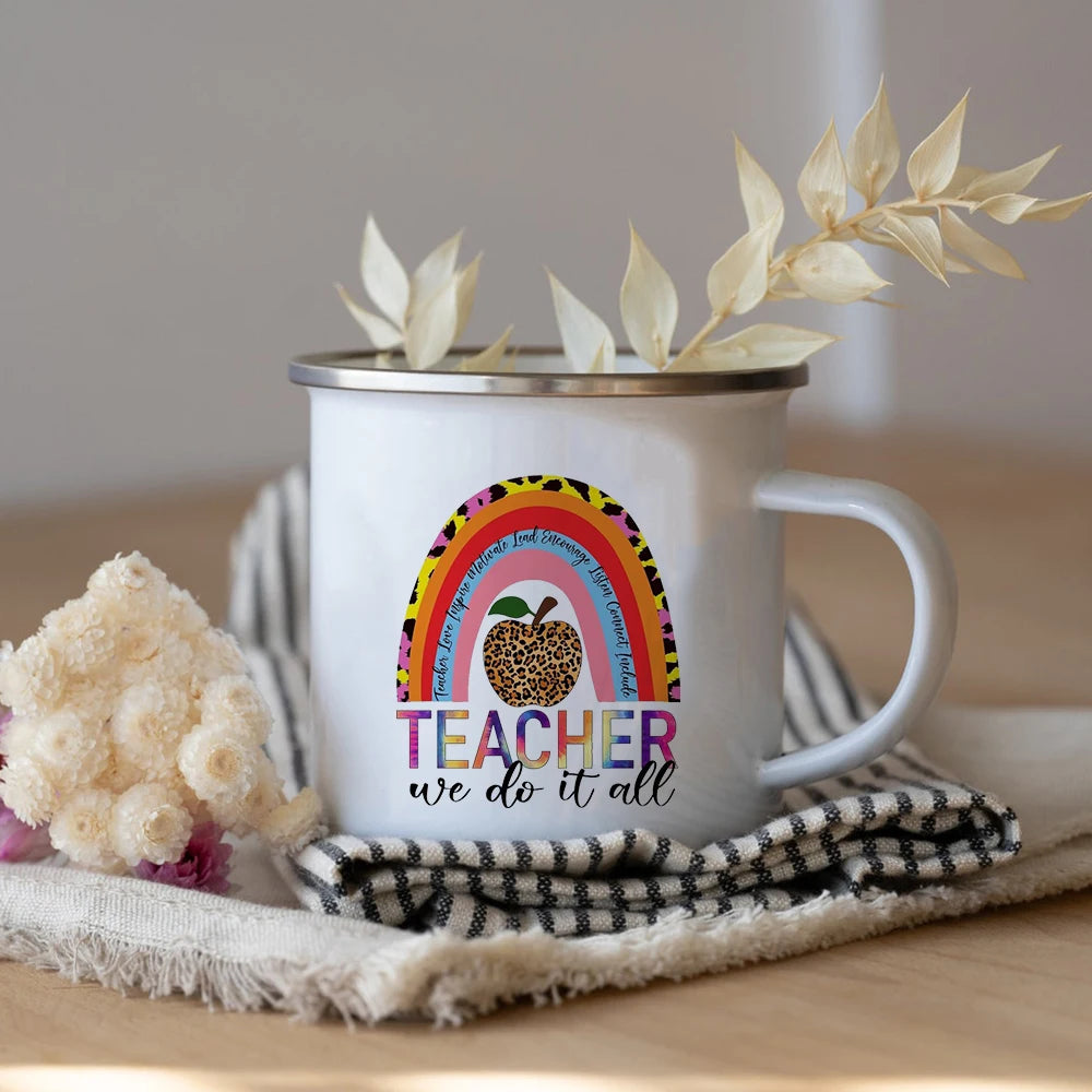 What's Your Superpower Teacher Coffee Tea Mug Cup Teacher Appreciation Gift Love Teach Inspire Teachers Enamel Mug