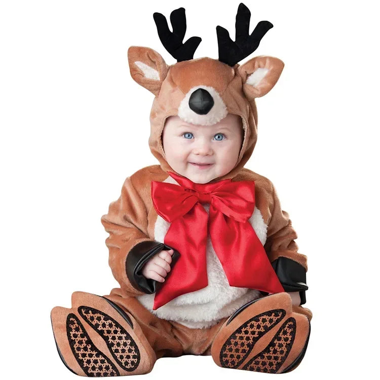 Baby Boy Girl Costume Romper Onesie Toddler Halloween Clothes Cartoon Animal Rompers Flannel Warm Soft Baby Infant Clothing