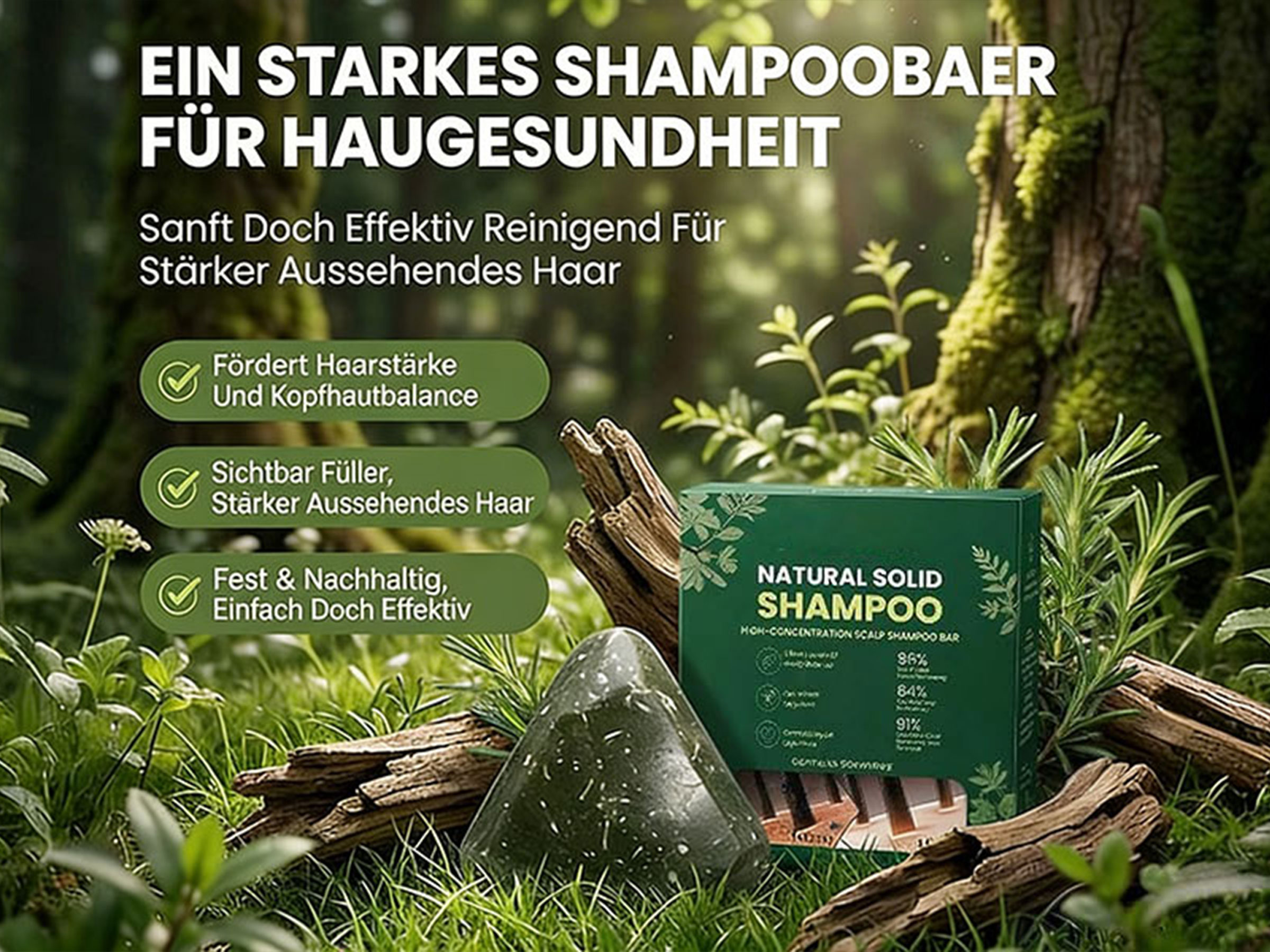 Yoracare Korean Scalp Revival Bar, 2026 Yoracare Rosmarin & Aminosäuren stärkender Anti-Verdünnungs-Shampoo-Riegel, feuchtigkeitsspendende und kopfhautfreundliche Kräuterpflege 80g