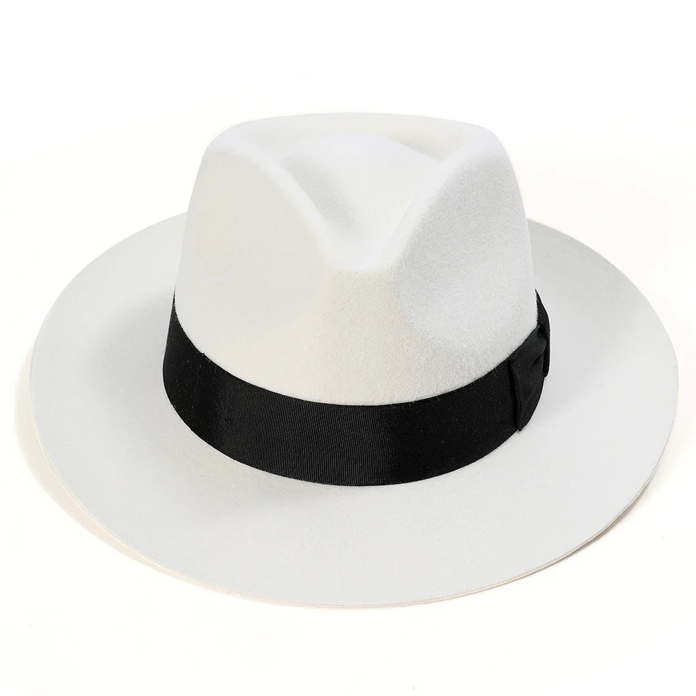 British White Men Fedora Hat Wool Felt Hat 61 cm Satin Lined Big Size XL