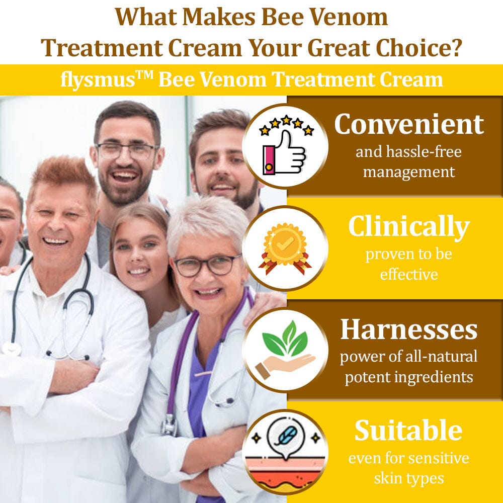 🏆✅flysmus™ Bee Venom Treatment Cream🐝: Helps with Eczema, Psoriasis, Acne, Rosacea, Fungal Infections, and Warts