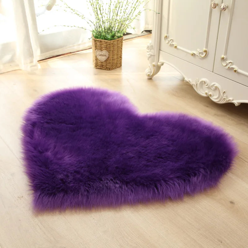 Carpet In The Living Room Large Rugs Plush Heart Shaped Non-Slip Bedrooom Modern Carpet Furry Floor Mat Children's Room Decor