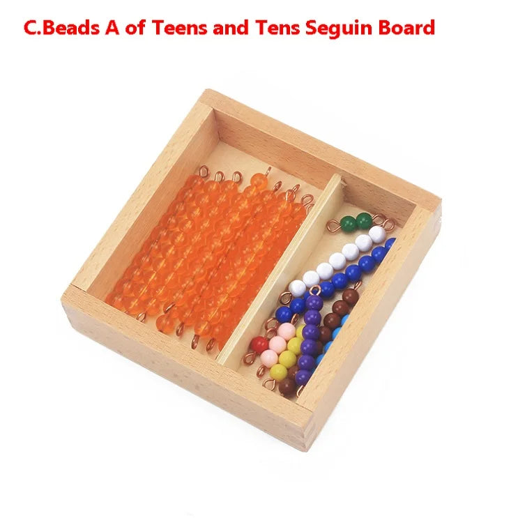 Montessori Teaching Math Toys Teens and Tens Seguin Board with Beads Bars Wood Toys Early Childhood Education Preschool Training