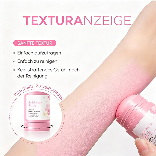 Cherry Blossom Tiefenreinigender Schlamm-Maskenstift, verfeinert die Poren, gleicht den Hautton aus, reguliert den Talghaushalt, einfach aufzutragen, saubere Gesichtsmaske für glatte Haut