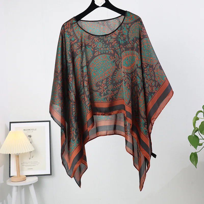 Poncho Pullover Shawl Sun Protection Scarf New Versatile Scarf Paired With Women's Loose Summer Sunscreen Leisure Clothing