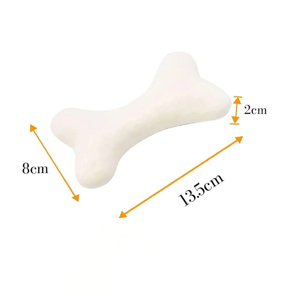 Personalized White Bone Shape Dog Toy Durable Chew Squeaky Plush Puppy Gift Custom Name Interactive Pet Supplies Accessories