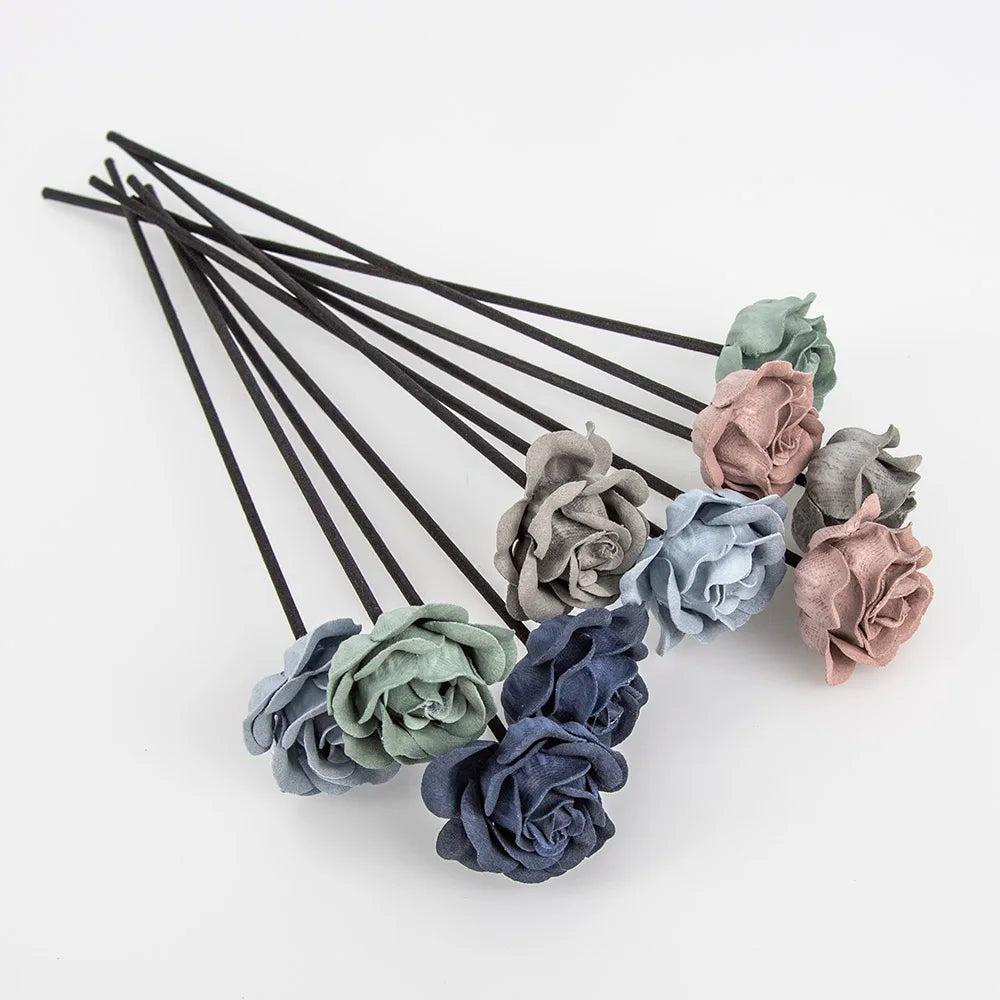 10PCS Leather Velvet Blue Grey Flower Rattan Sticks Fireless Fragrances Reed Diffuser Stick Diy Ornaments Home Decor