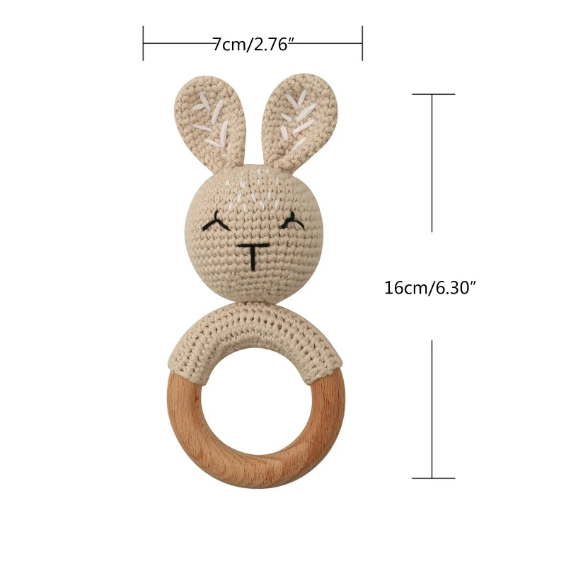 1Pc Baby Wooden Teether Crochet Rattle Toy BPA Free   Rattle Baby Mobile Gym Newborn Stroller Educational Toys Dropshipping