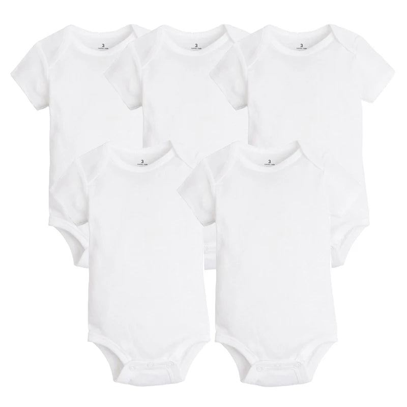 5/10 PCS/LOT Newborn Baby Clothing  summer Baby Boy Girl Clothes 100% Cotton White Kids Infant Bebe Bodysuits & Jumpsuits