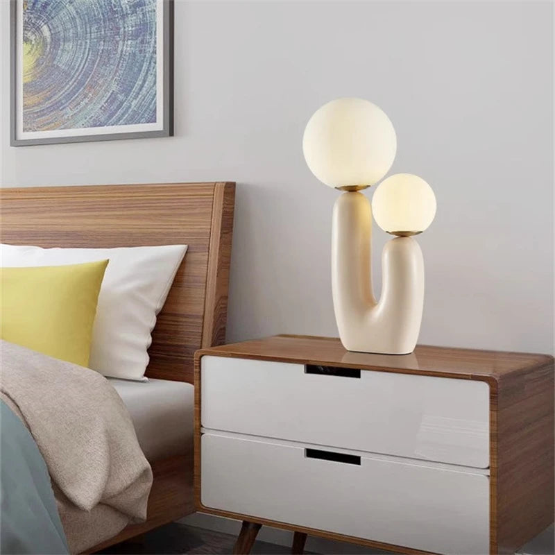 Nordic children's room bedroom bedside lamp creative art table lamp decoration model room living room double head table lamp