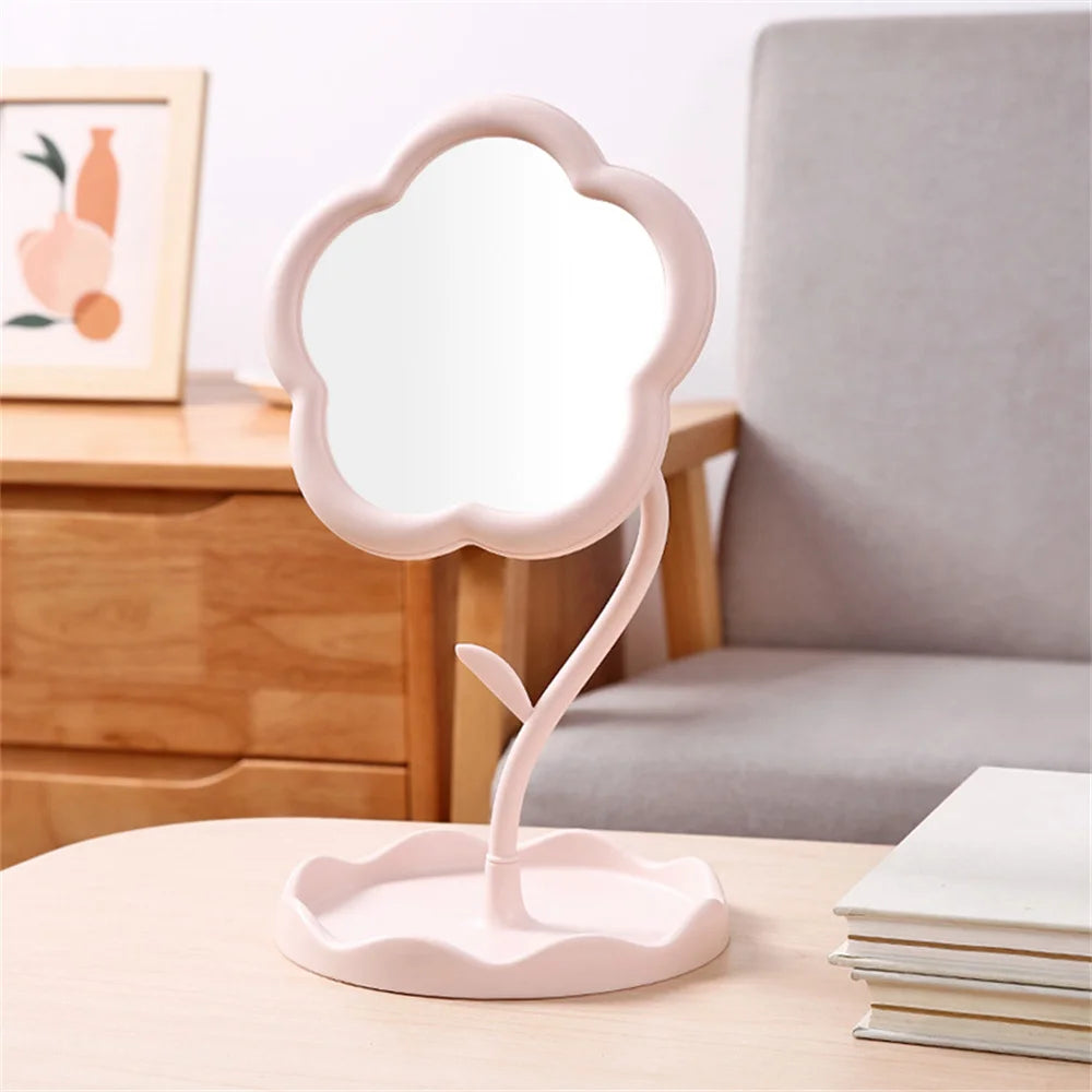 Desktop Makeup Mirror Sunflower Shaped Cute Girly Heart Dressing Mirror Detachable Hanging Jewelry High-definition Makeup Mirror