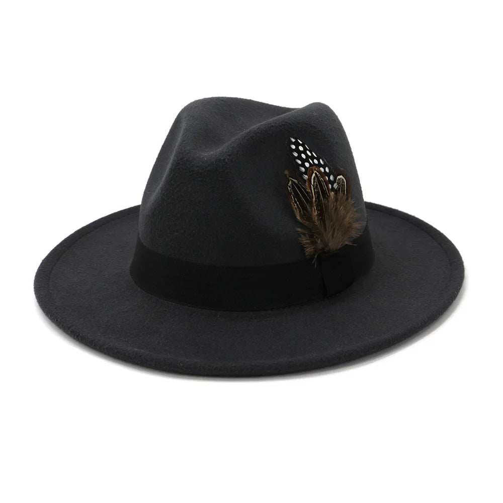 yellow feather Fedoras men fedora hat men panama  top cap unisex hat  Military color fedoras large brim hat church hat party hat