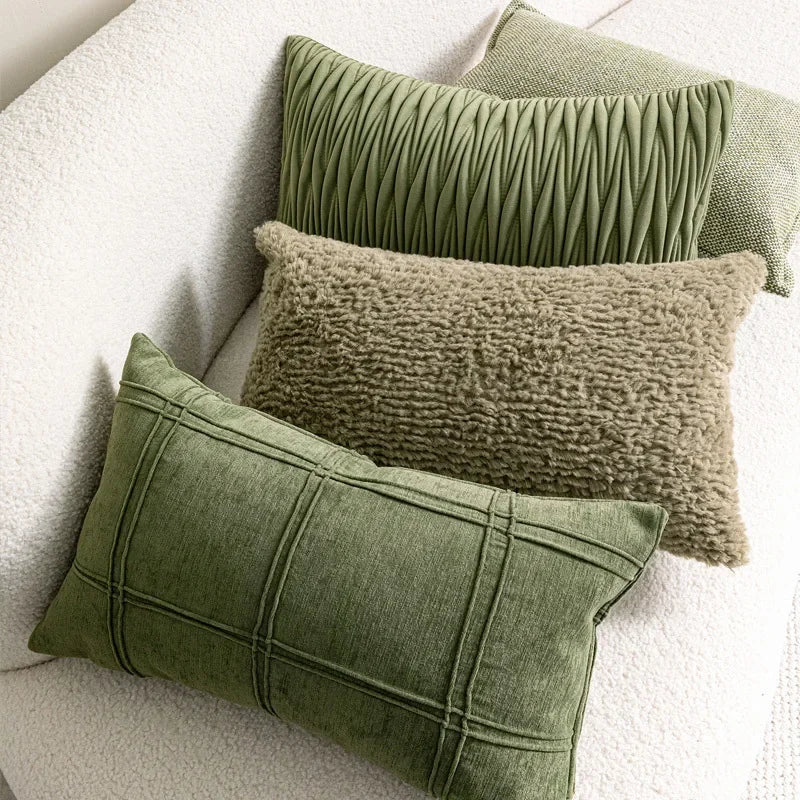 Nordic Green Light Luxury Pillow Cover Decorative Modern Minimalism Pillow Cases Home Living Room Sofa  Bedhead Cushion Covers