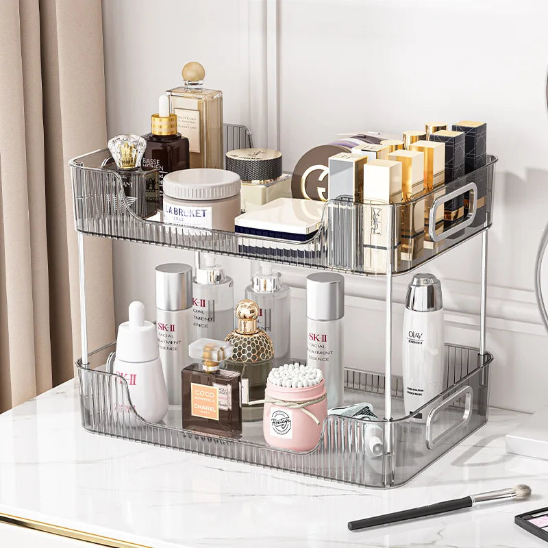 &Bathroom Organizer Shelf Acrylic Makeup Storage Rack Large Capacity Skincare Cosmetic Liptick Home Kitchen Desktop Holder