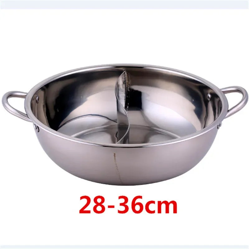 &24-40cm Stainless Steel 1.5mm Thick Double Ear Soup Cooker Hot Pot Twin Divided Cookware home Kitchen round induction cooker