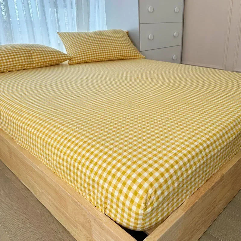 Pure cotton bedsheet single piece protective cover dust cover with raised student cotton plaid   1003