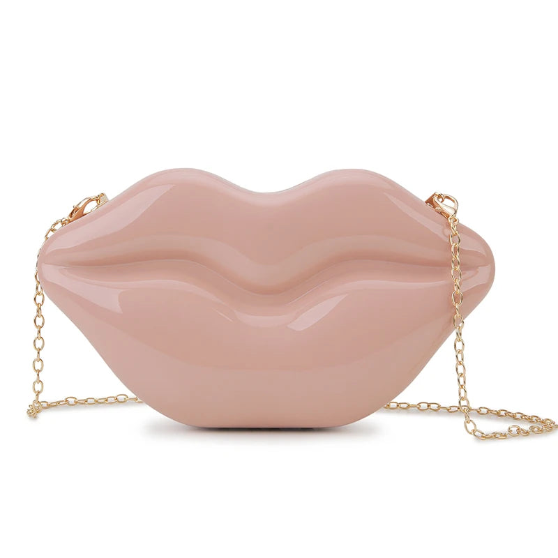 Sexy Red Lips Design Women Party Clutch  Evening Bag  Dazzling Female Chain Bag Crossbody Bag Purses and Handbags Pouch Fashion