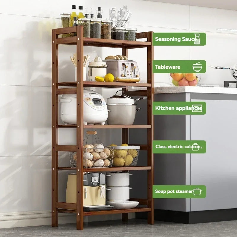 Kitchen shelf, floor standing multi-layer product collection, household pot seasoning shelf, fruit and vegetable bowl and dishs