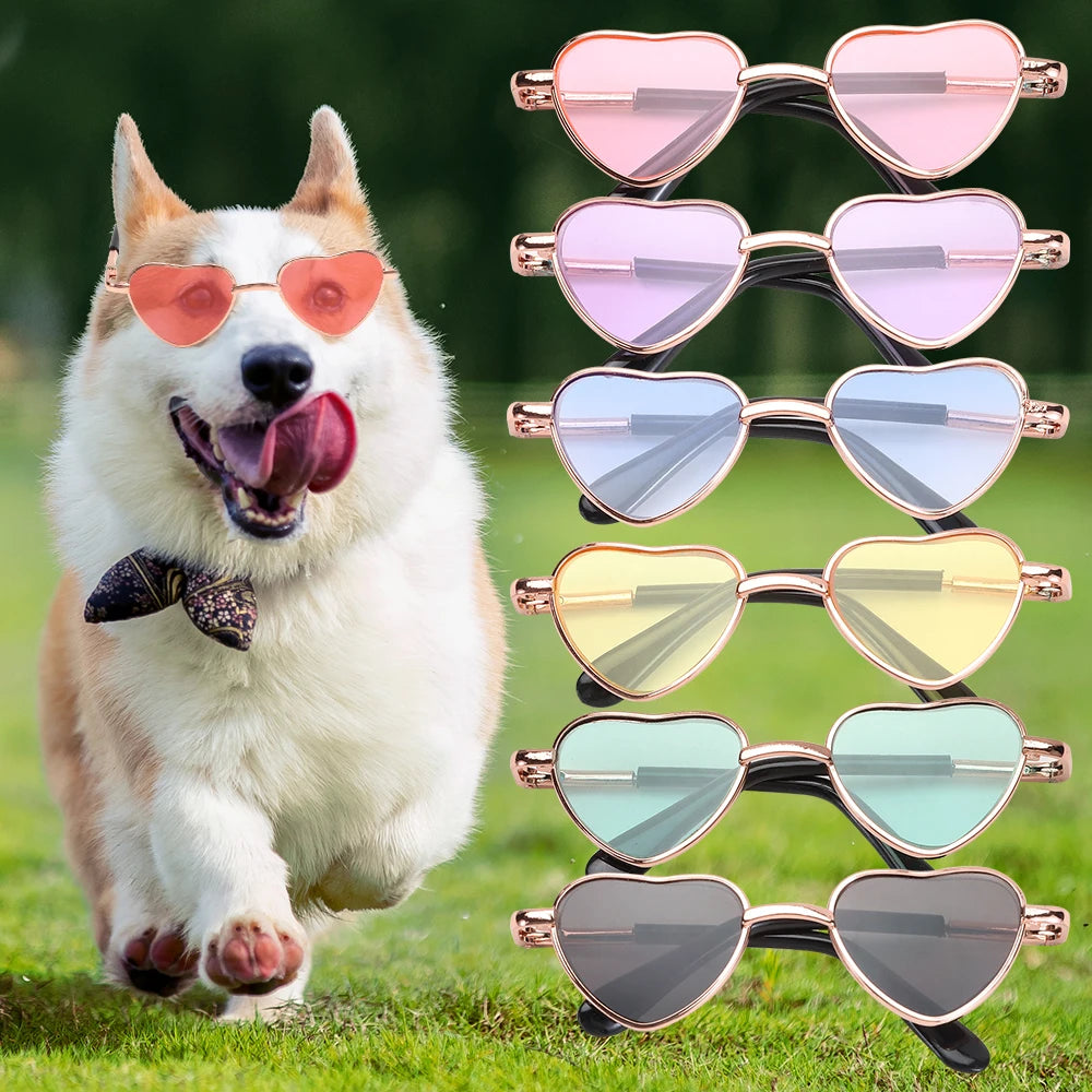 1PC Heart Metal SunglassesPet Cat Fashion Pet Sunglasses Cat Eye-wear Little Dog Cat Photos Props Cute Cool Dress Up Glasses