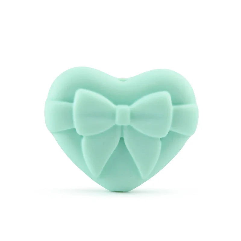 10pcs Silicone Beads Heart Bow Shape Accessories Silicone Holder Clip  Pen Decor Chain Making Focal Accessories Jewelry