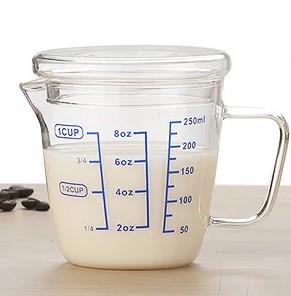 Kaffeemessbecher mit Skala, hitzebeständig, für die Küche und zum Backen, Milchbecher, großes Fassungsvermögen