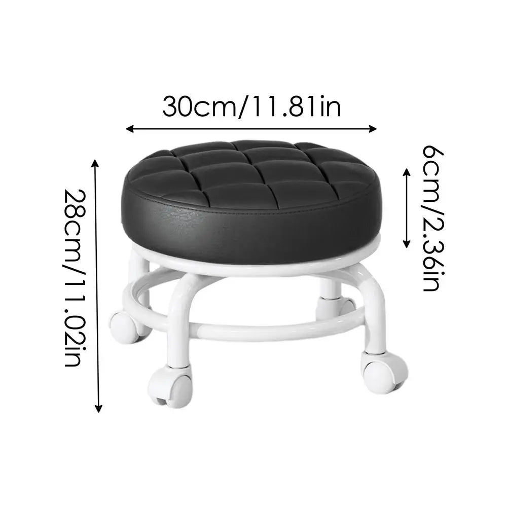 Household Pulley Low Stool Multi-functional Children Walking Round Stool 360 Degree Rotation With Universal Wheel Home Soft Seat