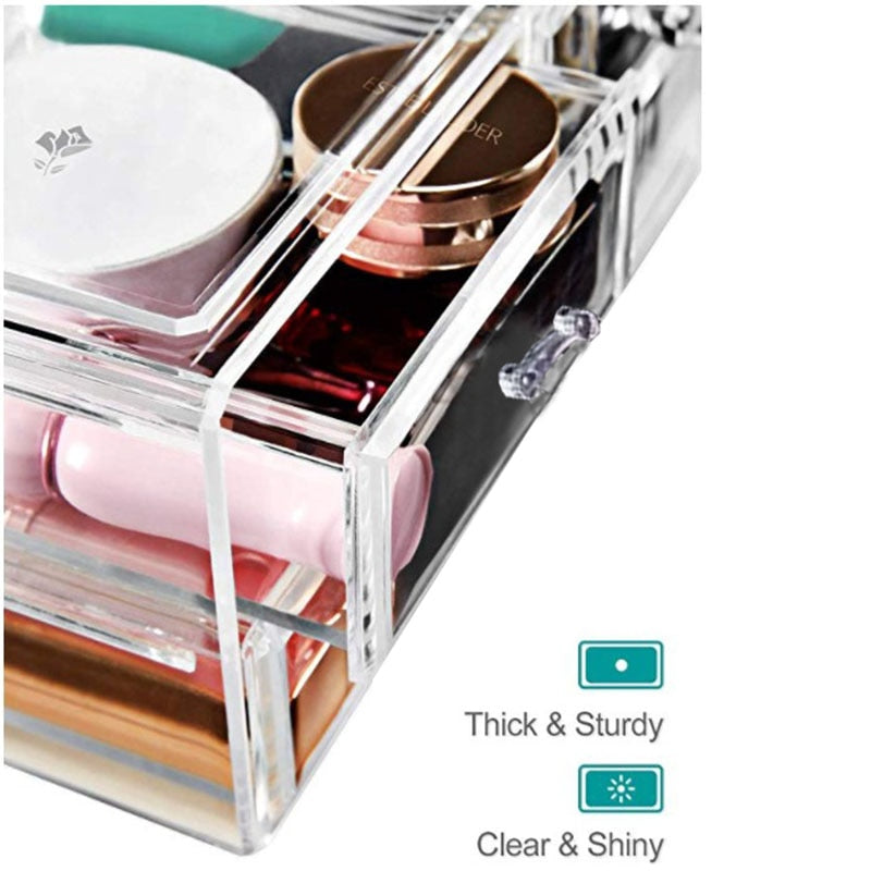 Makeup Organizer Cosmetics Storage Box Organizador Maquillaje Transparent Plastic Box Lipstick Jewelry Display Stand