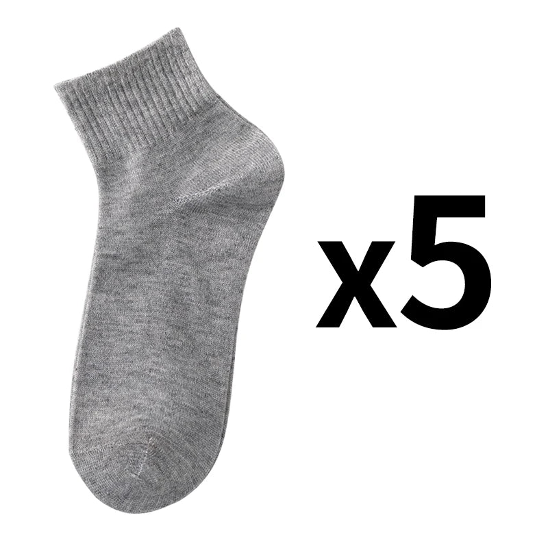 ALLTOOALL 5Pairs/Lot Men's Solid Color Socks Black White Business Cotton Socks Mesh Casual Sports Sock Man Breathable Short Sock