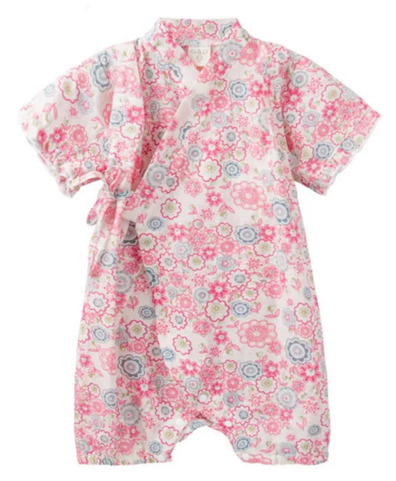 Summer Baby Clothes Kids Kimono Japanese Style Romper Girls Jumpsuit Retro Bathrobe Uniform Bebes Pajamas Formal Clothes